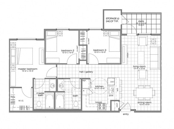 Floor Plan  two bedroom l Villa Encantada Apartments in San Diego CA