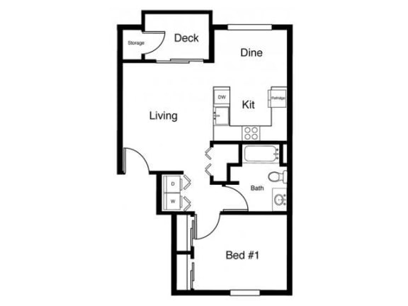 Floor Plan  1x1 Floor plans available at Elk Creek Apartments in Sequim, WA 98382