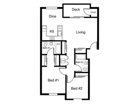 Floor Plan  2x2 Floor plans available at Elk Creek Apartments in Sequim, WA 98382