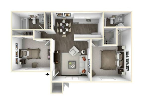 Floor Plan  2x2 units available at Park Vue Apartments in Santa Rosa, CA 95403