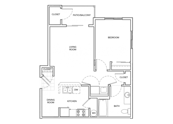 Floor Plan  1X1 A1 units available at South Hill by Vintage in Puyallup, WA