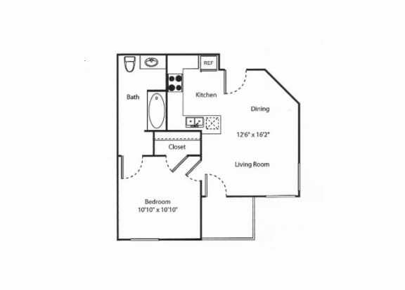 Floor Plan  One Bedroom Floor Plan   Vintage at Bouquet Canyon Senior Apartments l Santa Clarita Ca