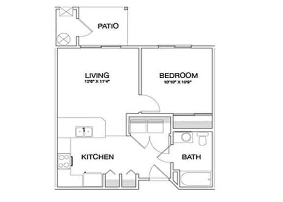 Floor Plan  One Bedrooms Laughlin, NV l Vintage at Laughlin Senior Apartments