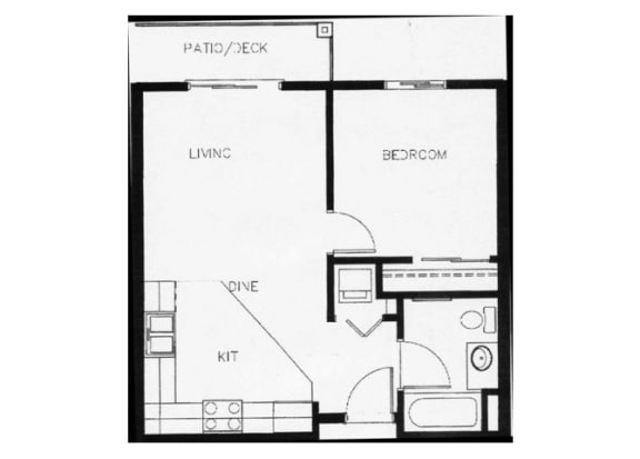 Floor Plan  1X1 floor plan Vintage at Napa Senior Apartments l Napa, CA 94558
