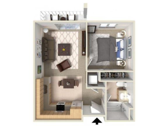 Floor Plan  1x1 floor plan. Spokane WA 99208 l Vintage at Spokane Senior Apartments