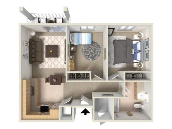 Floor Plan  2x1C floor plan. Spokane WA 99208 l Vintage at Spokane Senior Apartments