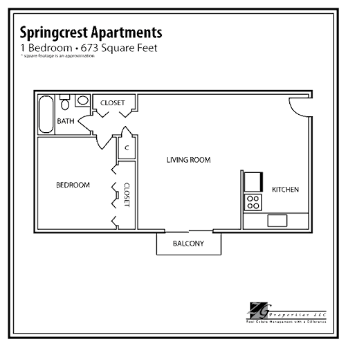 Floor Plan  1 Bedroom Apartment