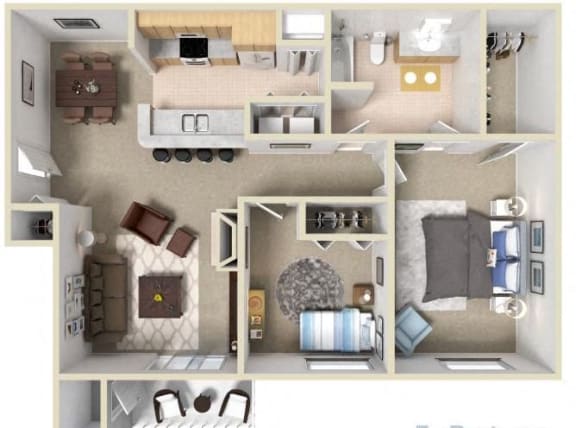 Floor Plan  2 Bedroom + 1 Bath