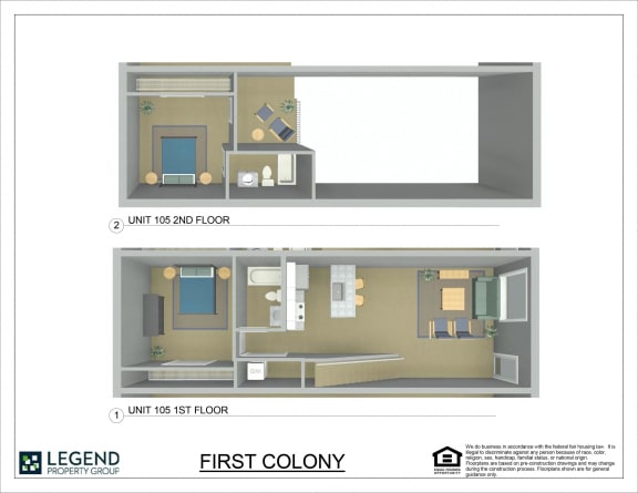 Floor Plan  First Colony Flats Unit 105