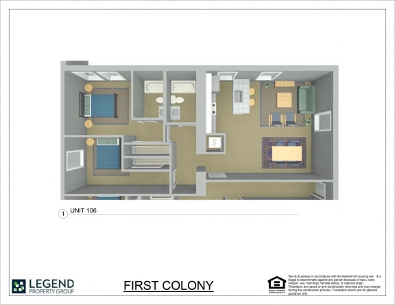 Floor Plan  First Colony Flats Unit 106