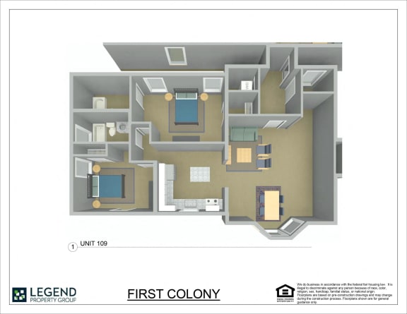 Floor Plan  First Colony Flats Unit 109