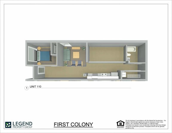 Floor Plan  First Colony Flats Unit 110