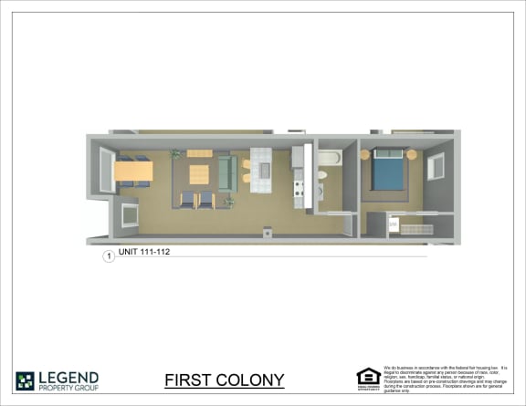 Floor Plan  First Colony Flats Unit 112