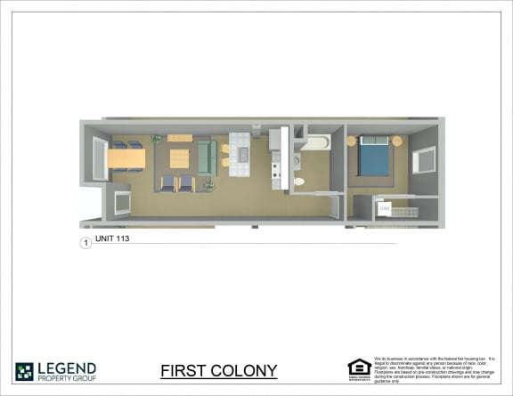 Floor Plan  First Colony Flats Unit 113