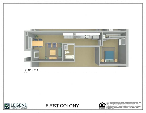 Floor Plan  First Colony Flats Unit 114