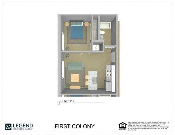 Floor Plan  First Colony Flats Unit 115