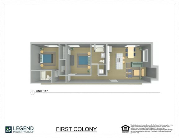 Floor Plan  First Colony Flats Unit 117