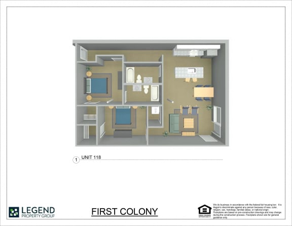 Floor Plan  First Colony Flats Unit 118