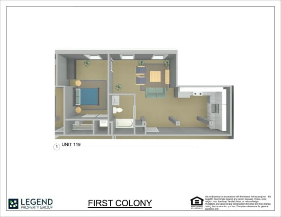 Floor Plan  First Colony Flats Unit 119