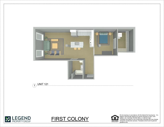 Floor Plan  First Colony Flats Unit 121