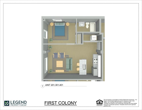 Floor Plan  First Colony Flats Unit 201