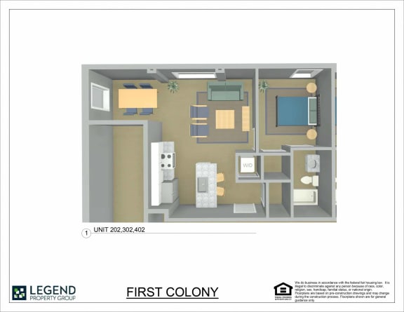 Floor Plan  First Colony Flats Unit 402
