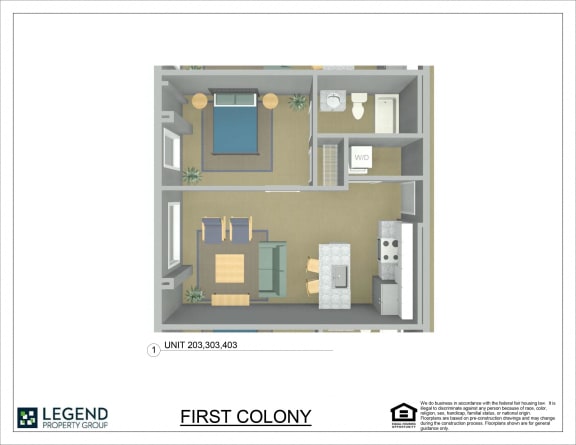 Floor Plan  First Colony Flats Unit 203
