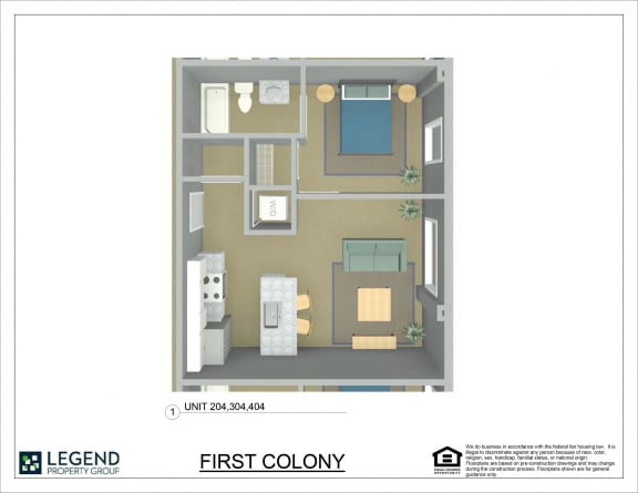 Floor Plan  First Colony Flats Unit 204