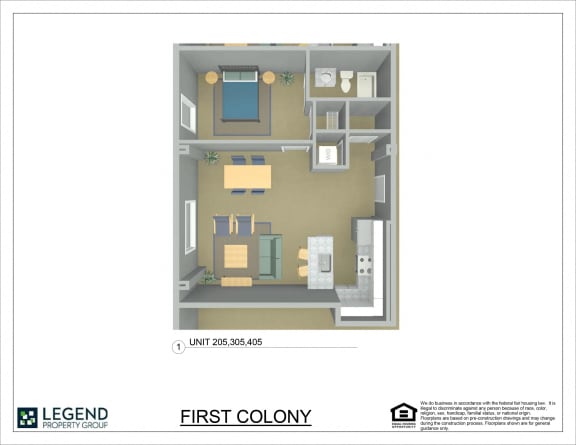 Floor Plan  First Colony Flats Unit 205