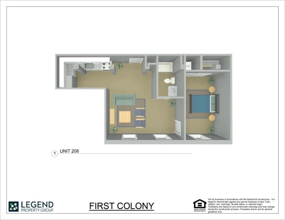 Floor Plan  First Colony Flats Unit 208