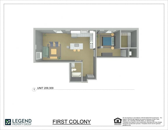 Floor Plan  First Colony Flats Unit 209
