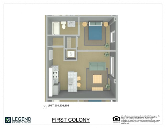 Floor Plan  First Colony Flats Unit 304