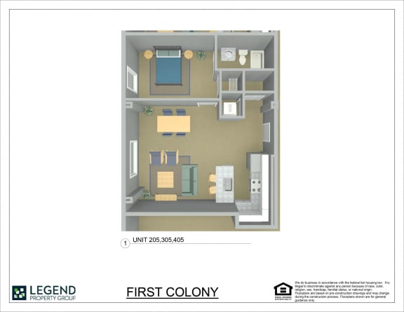 Floor Plan  First Colony Flats Unit 305