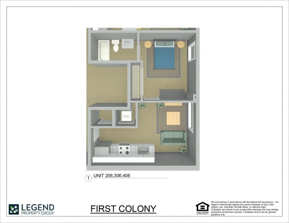 Floor Plan  First Colony Flats Unit 306