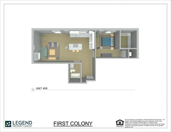 Floor Plan  First Colony Flats Unit 509