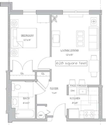 Floor Plan  One Bedroom