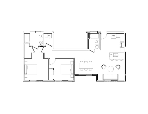 Floor Plan  2 bedroom now leasing Oakland Apartment Rental close to BART and Alameda