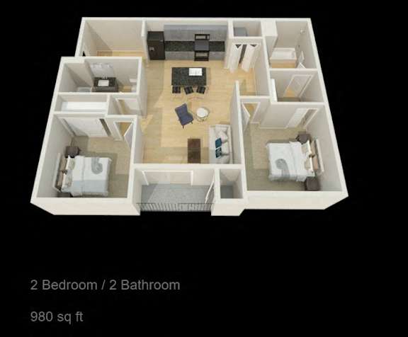Floor Plan  303 W Prospect Rd 2 Bed, 2 Bath