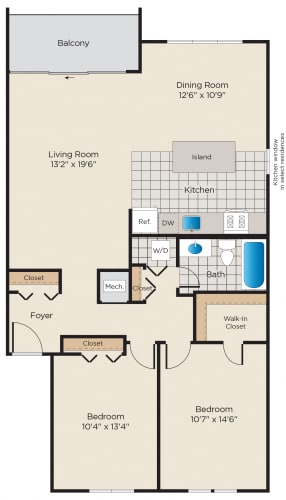 Floor Plan  2 Bedroom, 1 Bath - Renovated