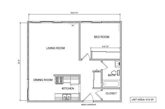 Floor Plan  1 Bedroom Large