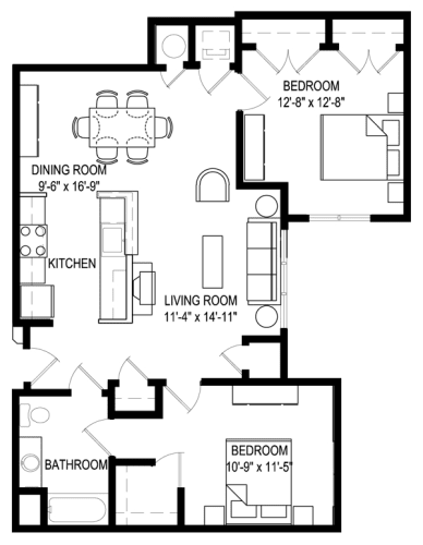 Floor Plan  2 Bedroom/1 Bath