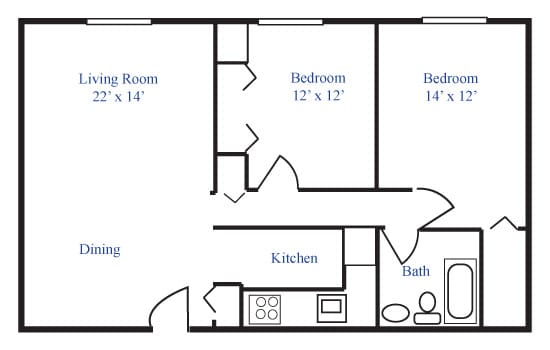 Floor Plan  Two-Bedroom