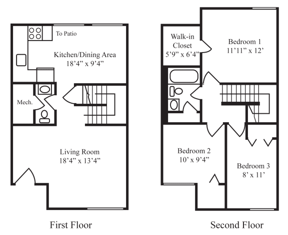 Floor Plan  Three-Bedroom