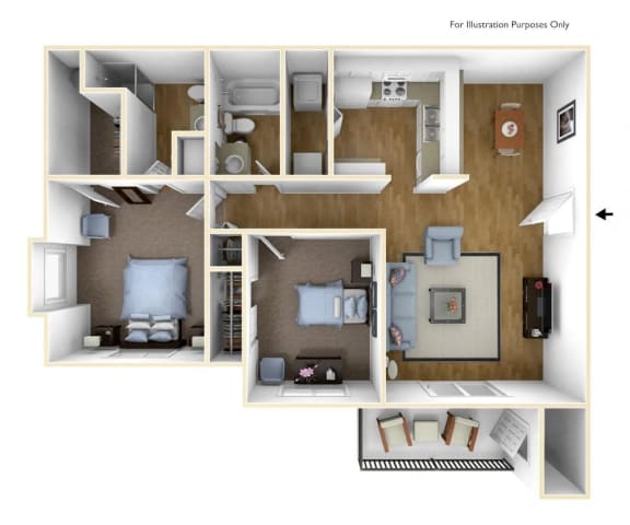 Floor Plan  Spokane Valley, WA Farr Court Apartments 2 bedroom 1 bath