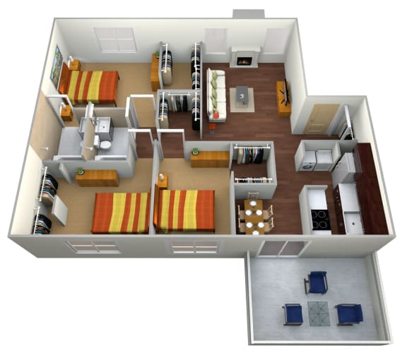 Floor Plan  Three Bedroom Two Bath