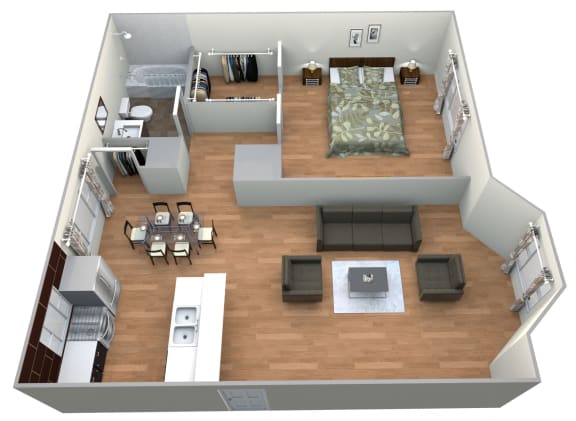 Floor Plan  Lily - 1 Bedroom w/ 1 Bath