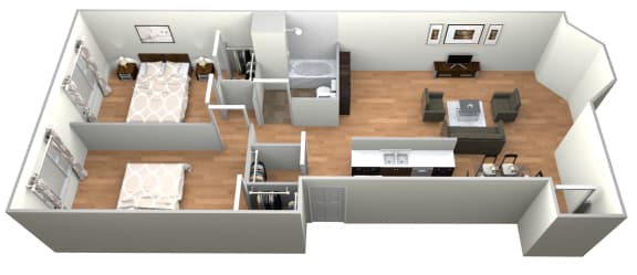 Floor Plan  Gardenia - 2 Bedroom w/ 1 Bath