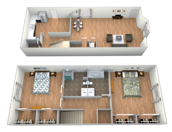 Floor Plan  Hibiscus - 2 Bedroom w/ 2.5 Baths