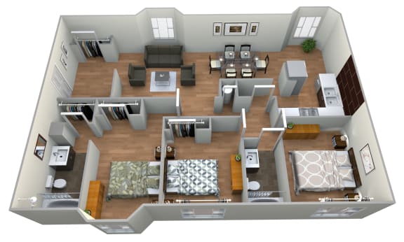 Floor Plan  Jasmine - 3 Bedroom w/ 2 Baths