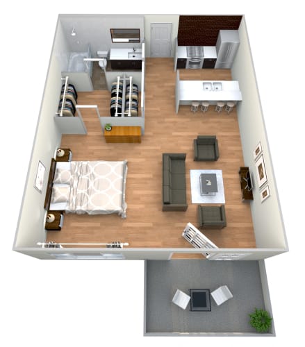 Floor Plan  Little Spur - 1 Bedroom 1 Bath